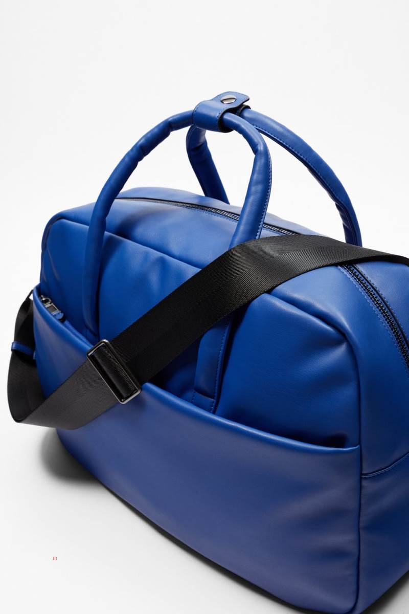 ZARA SOFT QUILTED BOWLING BAG Handväska Herr Blå | KBSDI-3492