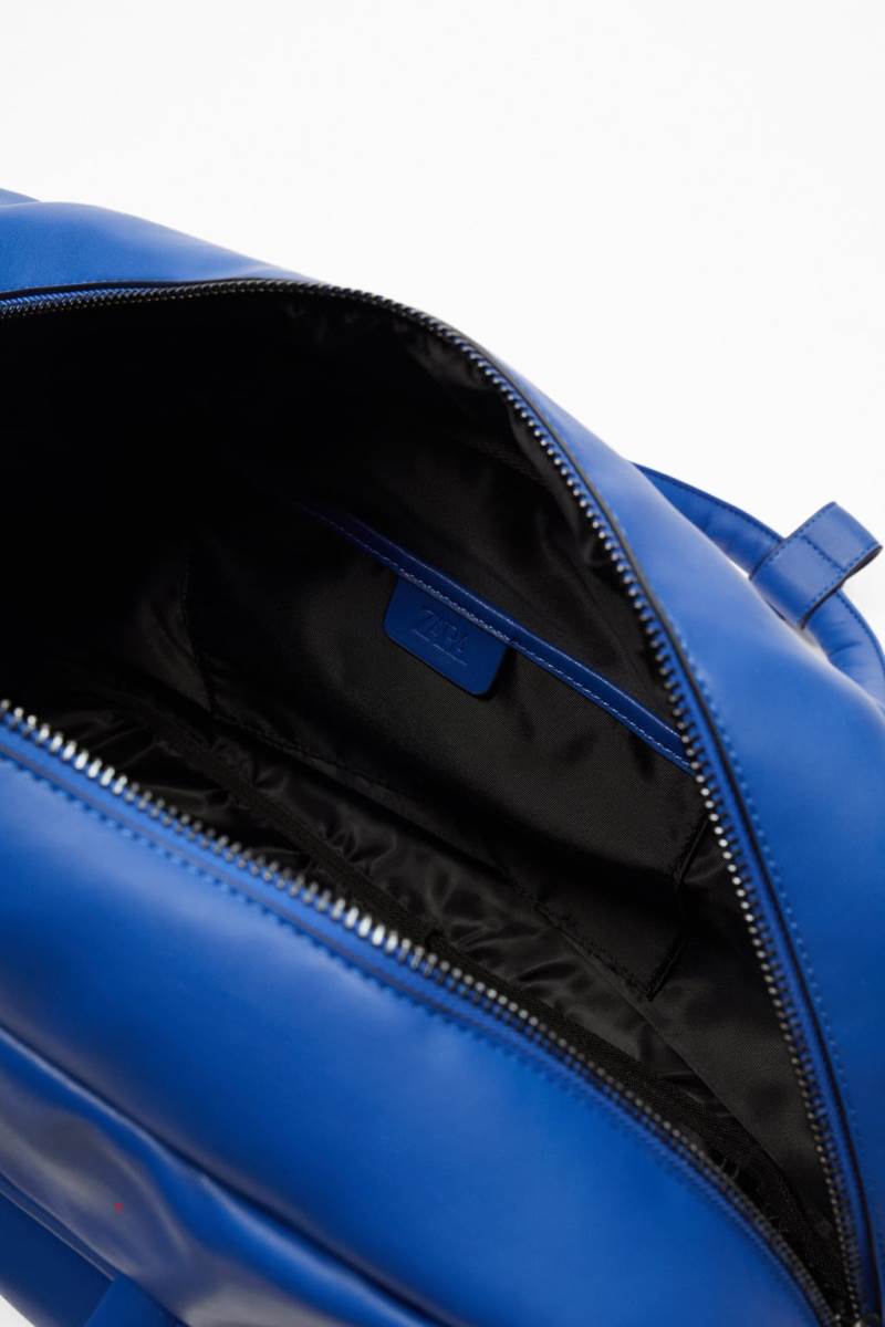 ZARA SOFT QUILTED BOWLING BAG Handväska Herr Blå | KBSDI-3492