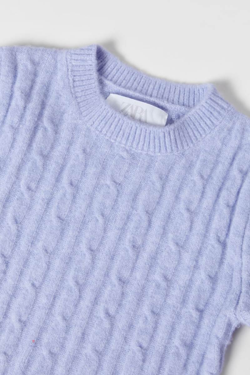ZARA SOFT TOUCH CABLE-KNIT Tröjor Tjej Blå | WUTJF-2958