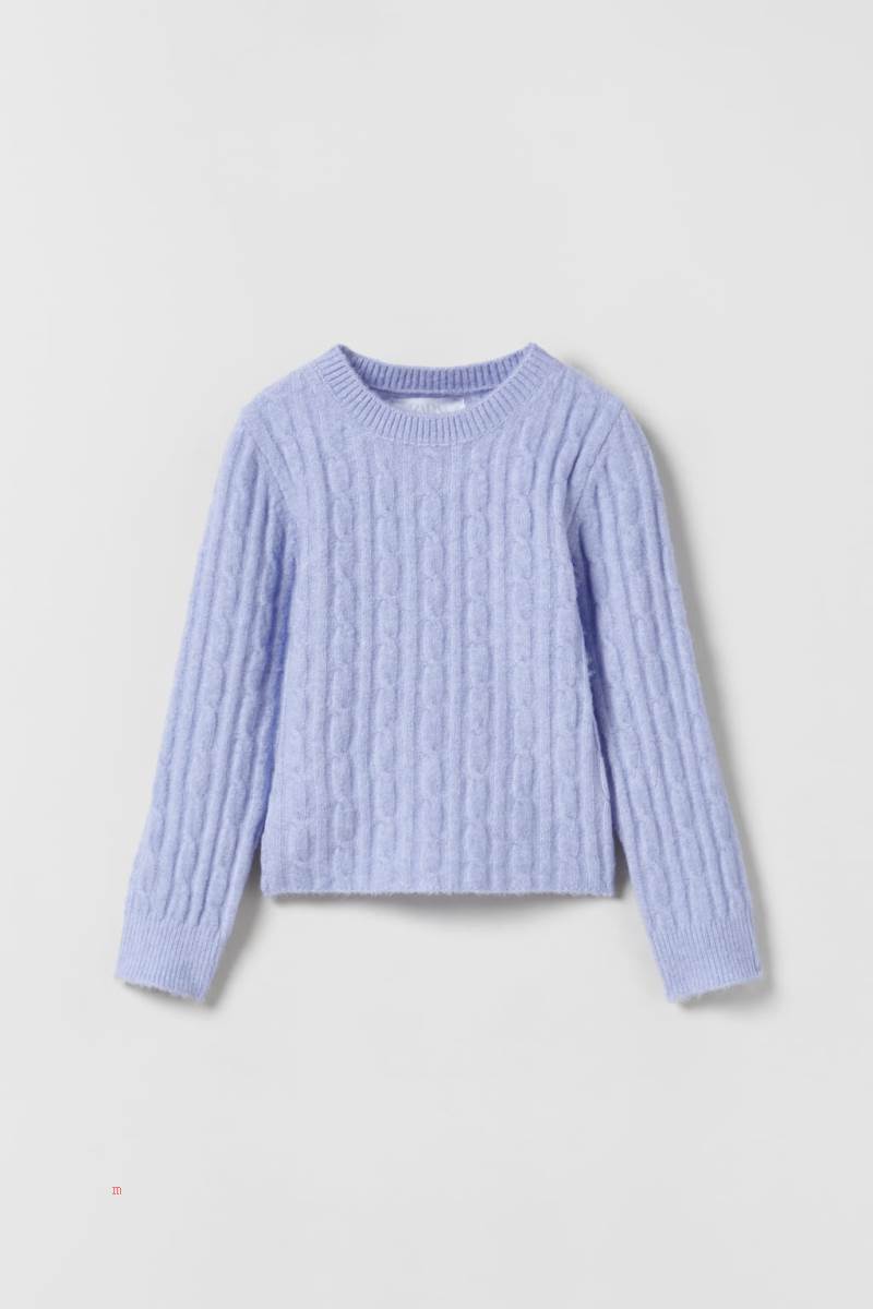 ZARA SOFT TOUCH CABLE-KNIT Tröjor Tjej Blå | WUTJF-2958