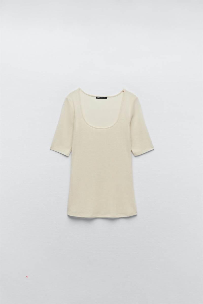 ZARA SOFT WITH SHORT SLEEVES T-shirt Dam Vita | TCHXK-7014