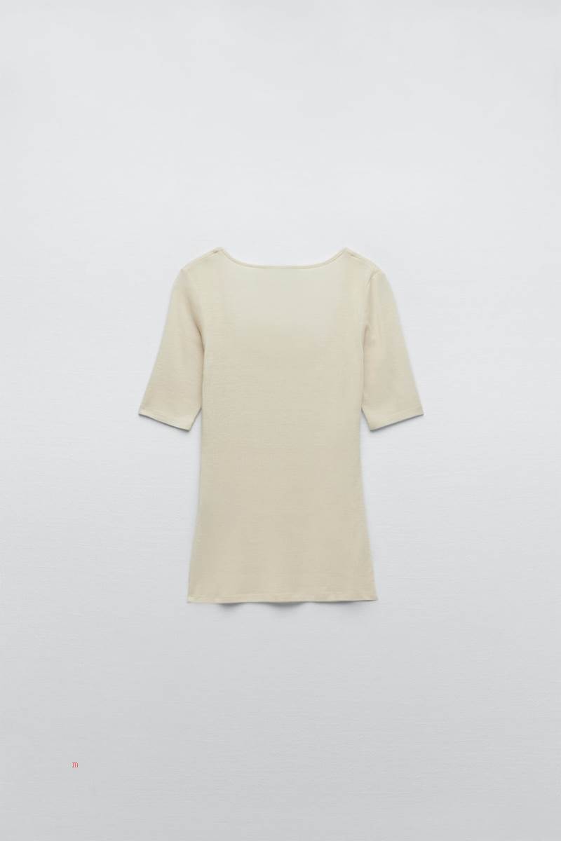 ZARA SOFT WITH SHORT SLEEVES T-shirt Dam Vita | TCHXK-7014