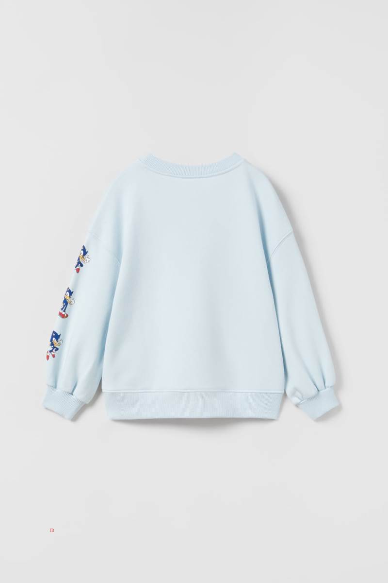 ZARA SONIC SEGA ® Sweatshirt Tjej Blå | SFCXB-1072