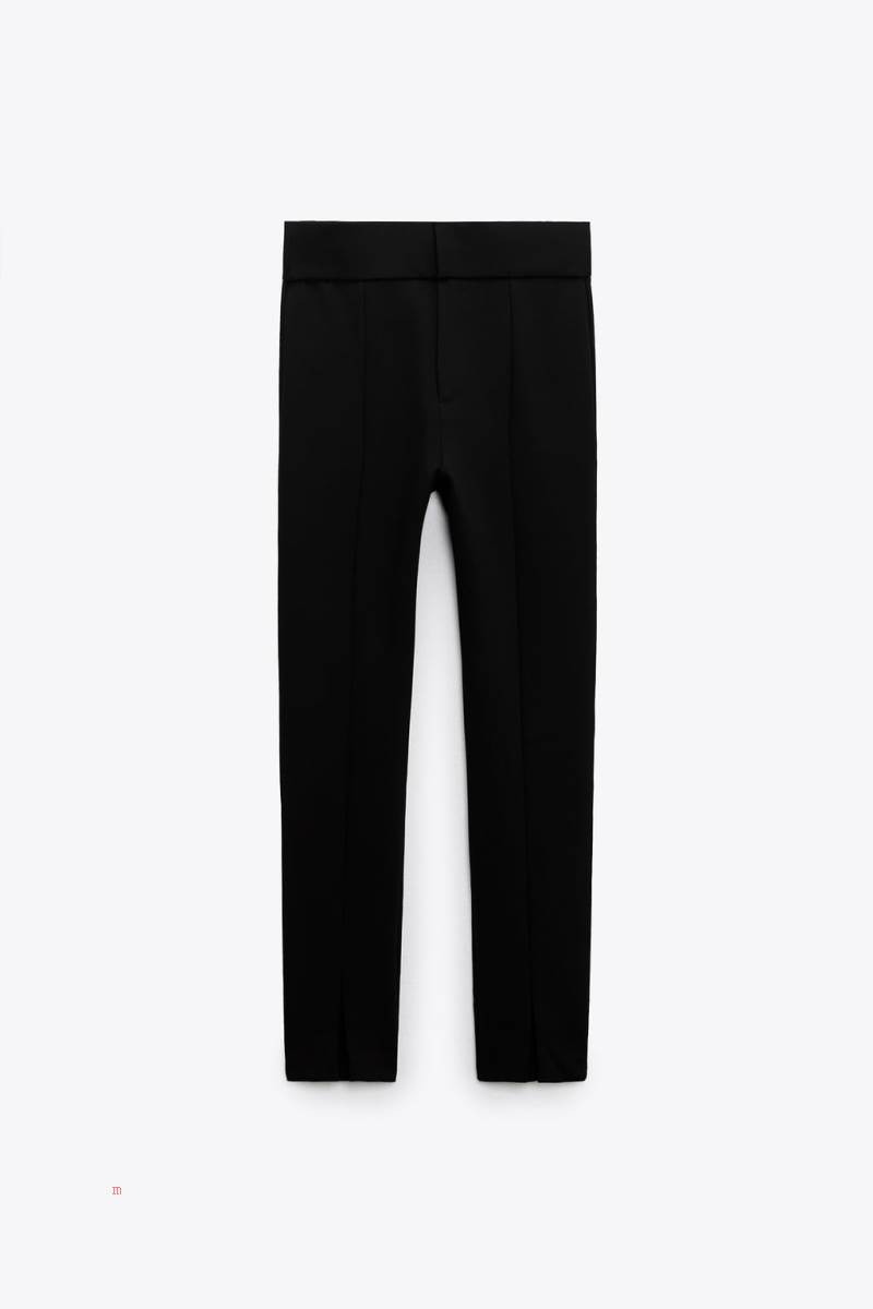 ZARA SPLIT HEM Leggings Dam Svarta | QFOSK-6952