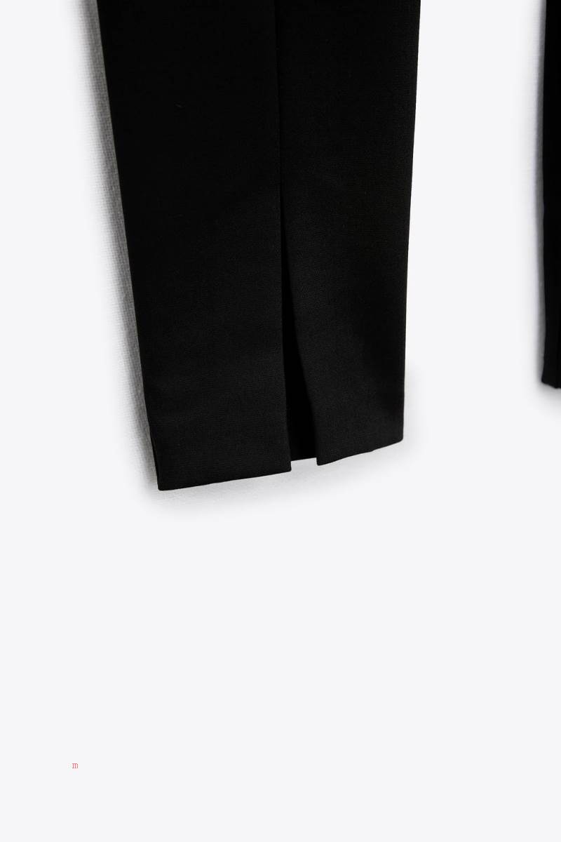 ZARA SPLIT HEM Leggings Dam Svarta | QFOSK-6952