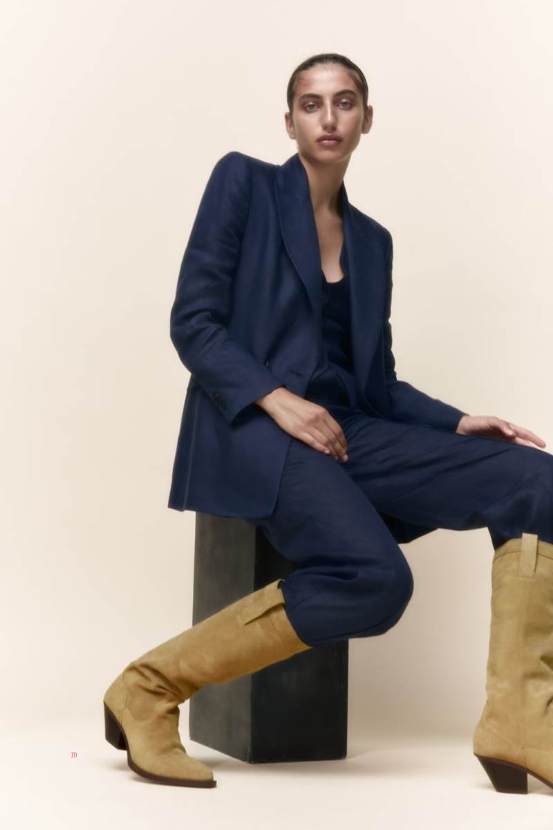 ZARA SPLIT SUEDE COWBOY BOOT Höga Stövlar Dam Bruna | SWHFD-3681