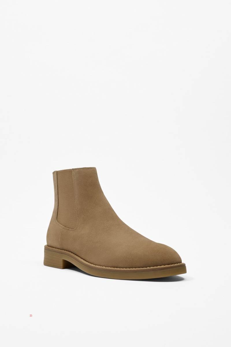 ZARA SPLIT SUEDE LEATHER Ankelboots Herr Beige | JPTDF-5321