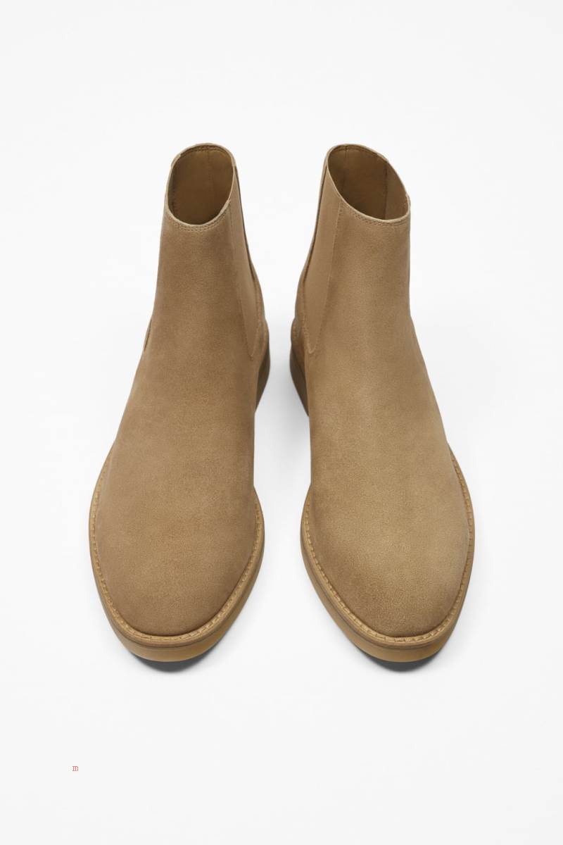ZARA SPLIT SUEDE LEATHER Ankelboots Herr Beige | JPTDF-5321