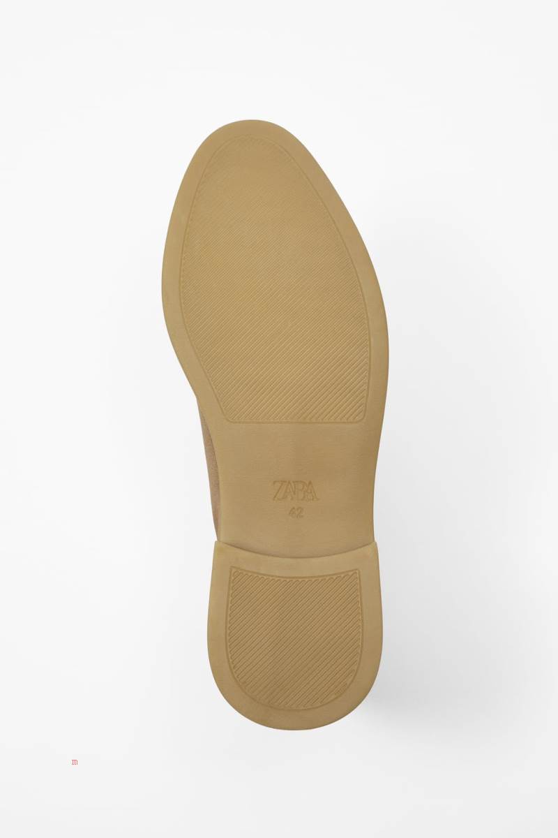 ZARA SPLIT SUEDE LEATHER Ankelboots Herr Beige | JPTDF-5321