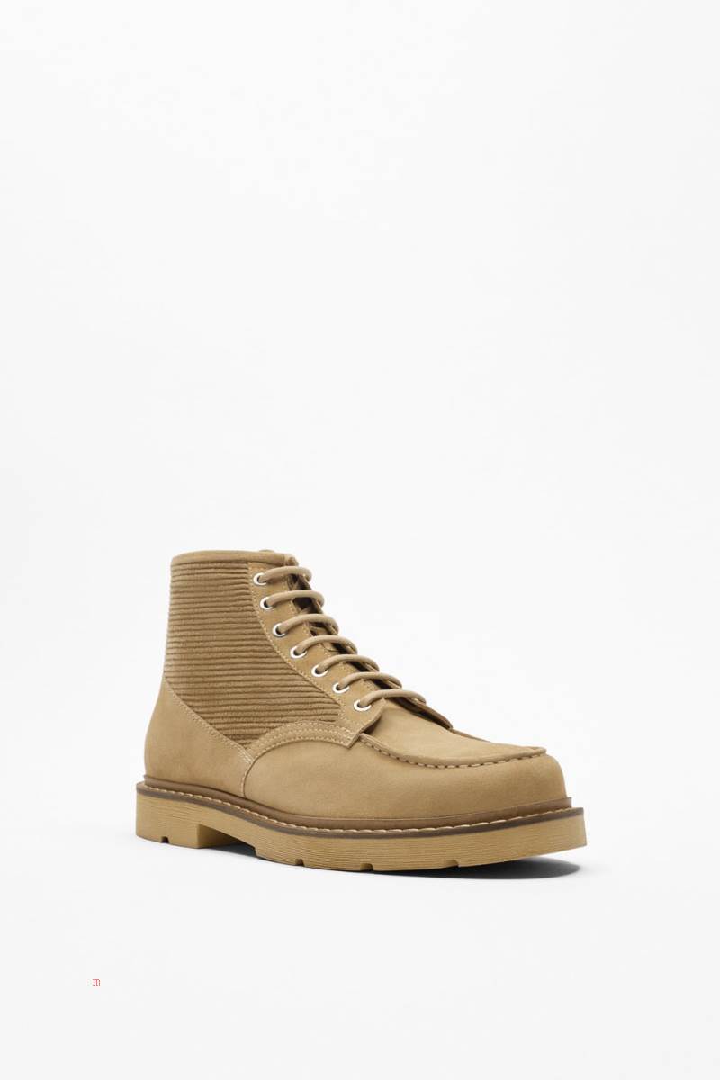 ZARA SPLIT SUEDE LEATHER Ankelboots Herr Beige | NYZKH-2148