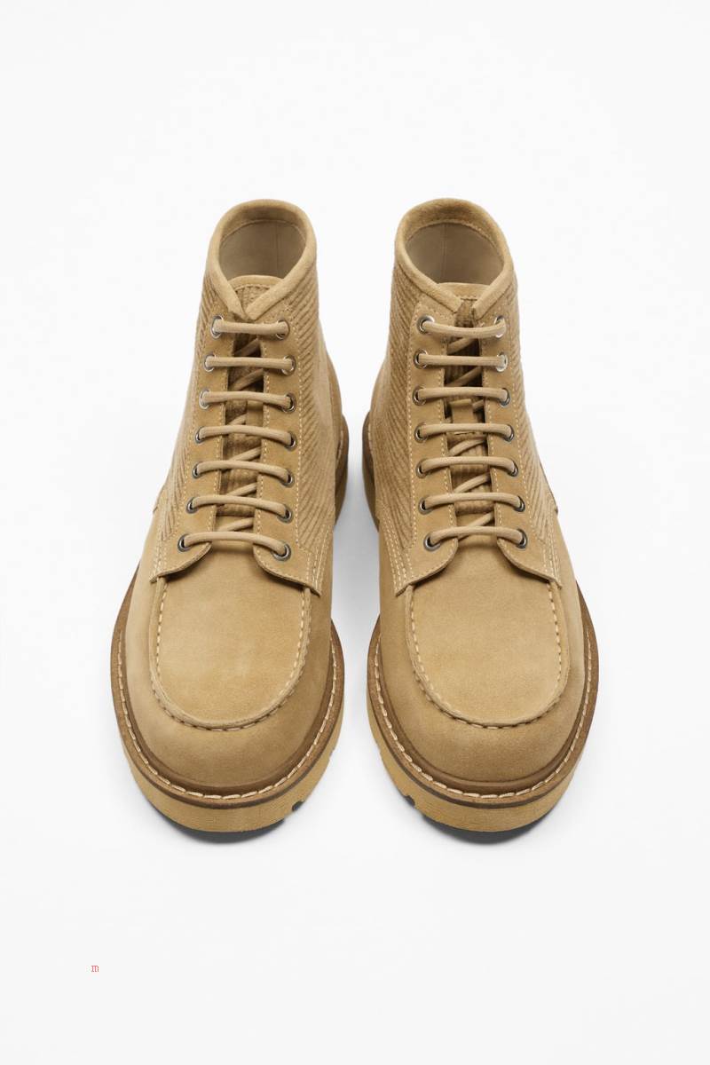 ZARA SPLIT SUEDE LEATHER Ankelboots Herr Beige | NYZKH-2148