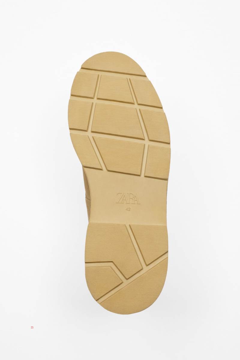 ZARA SPLIT SUEDE LEATHER Ankelboots Herr Beige | NYZKH-2148