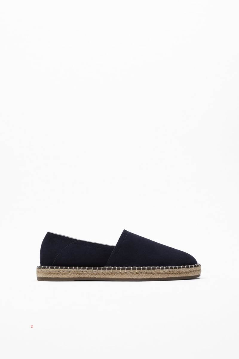 ZARA SPLIT SUEDE LEATHER Espadrille Herr Marinblå Blå | BXCZL-1439