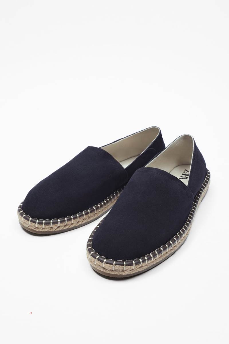 ZARA SPLIT SUEDE LEATHER Espadrille Herr Marinblå Blå | BXCZL-1439