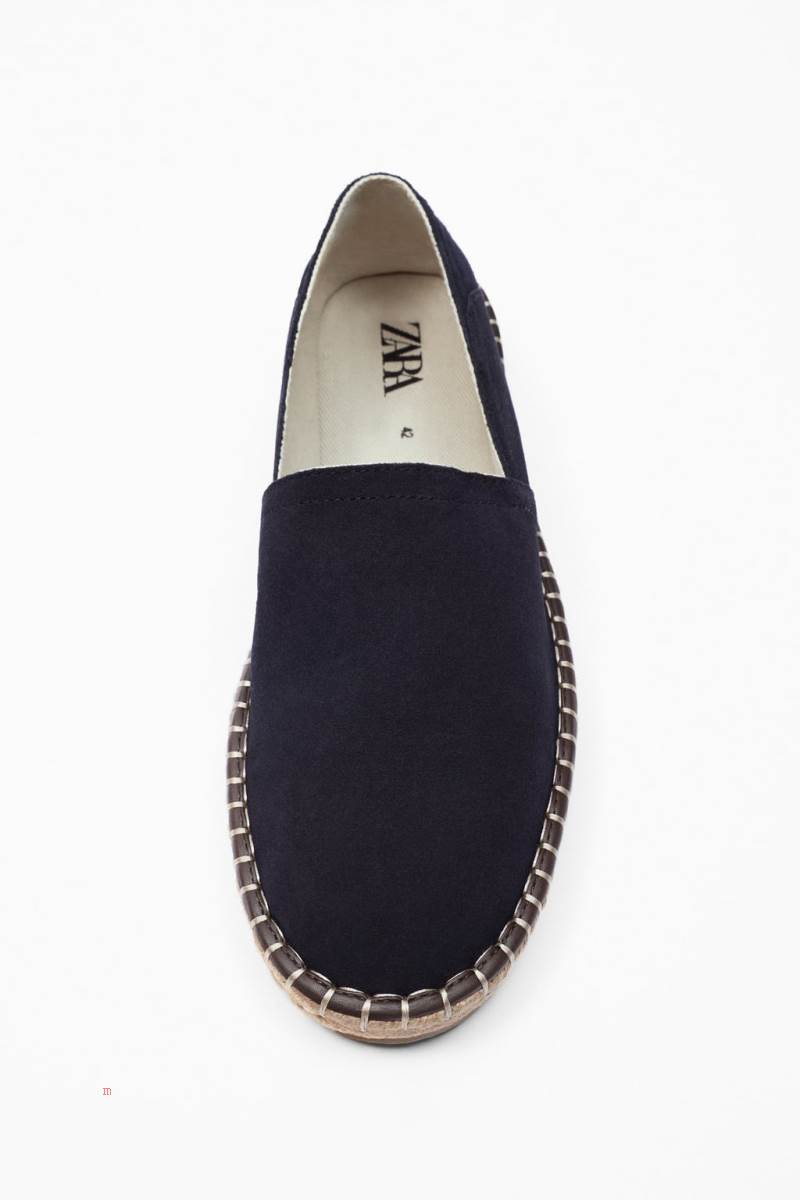 ZARA SPLIT SUEDE LEATHER Espadrille Herr Marinblå Blå | BXCZL-1439
