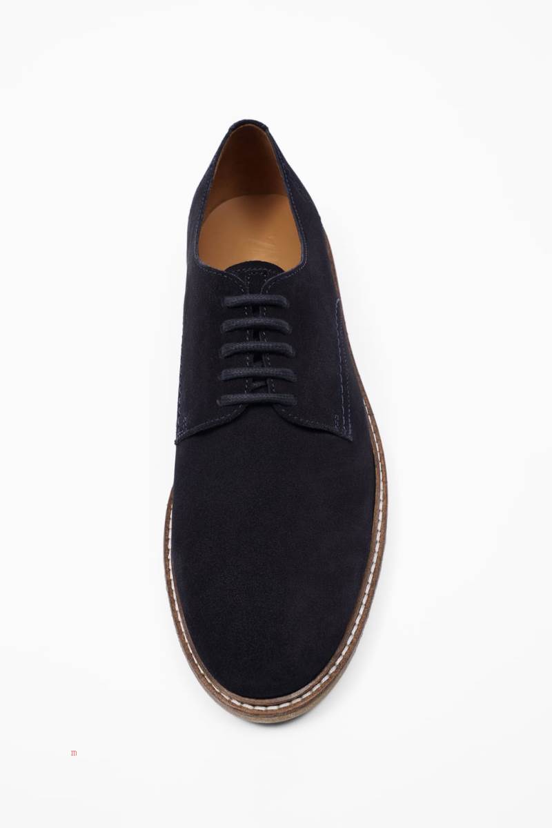 ZARA SPLIT SUEDE LEATHER Läderskor Herr Marinblå Blå | WLUAT-9850
