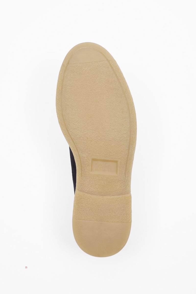 ZARA SPLIT SUEDE LEATHER Läderskor Herr Marinblå Blå | WLUAT-9850