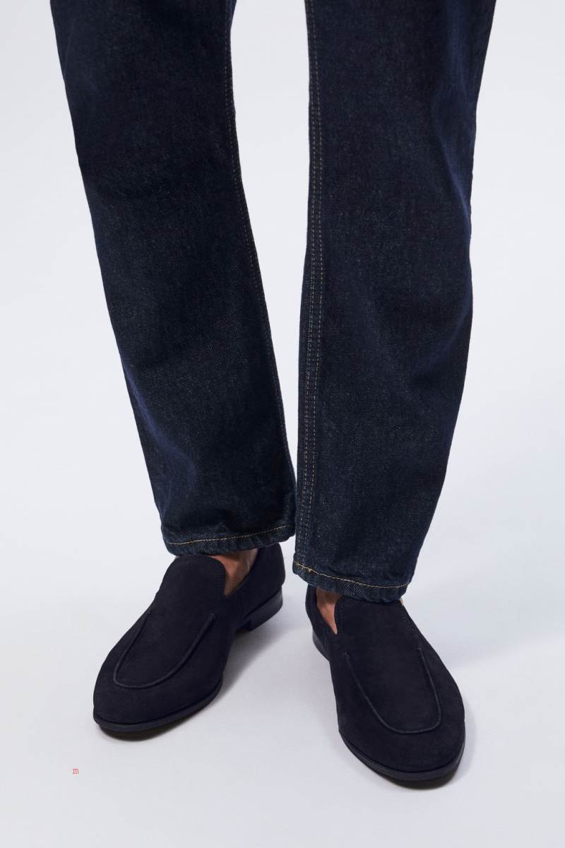 ZARA SPLIT SUEDE Loafers Herr Marinblå Blå | JONSR-2437