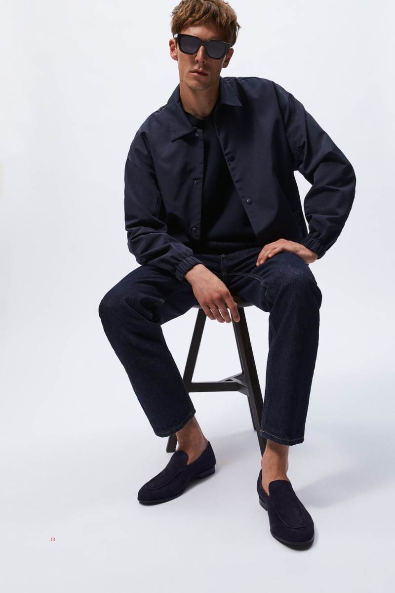 ZARA SPLIT SUEDE Loafers Herr Marinblå Blå | JONSR-2437