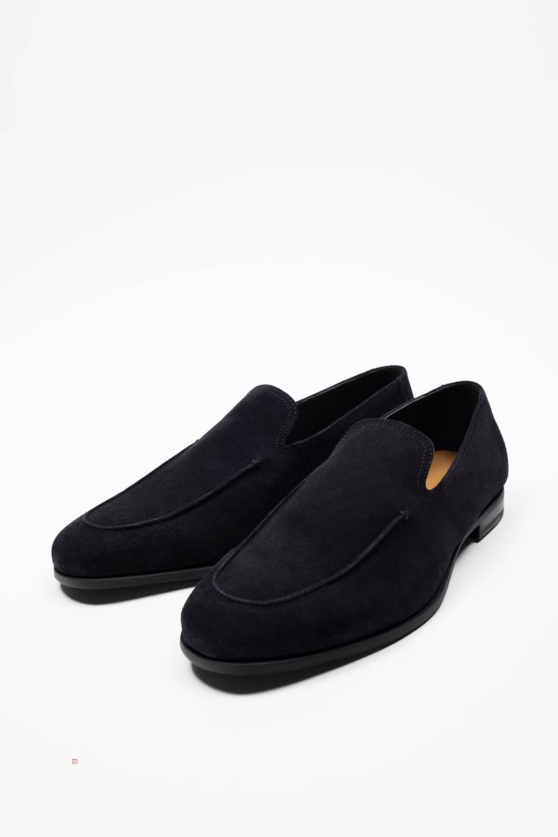 ZARA SPLIT SUEDE Loafers Herr Marinblå Blå | JONSR-2437