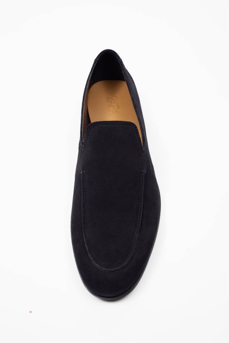 ZARA SPLIT SUEDE Loafers Herr Marinblå Blå | JONSR-2437