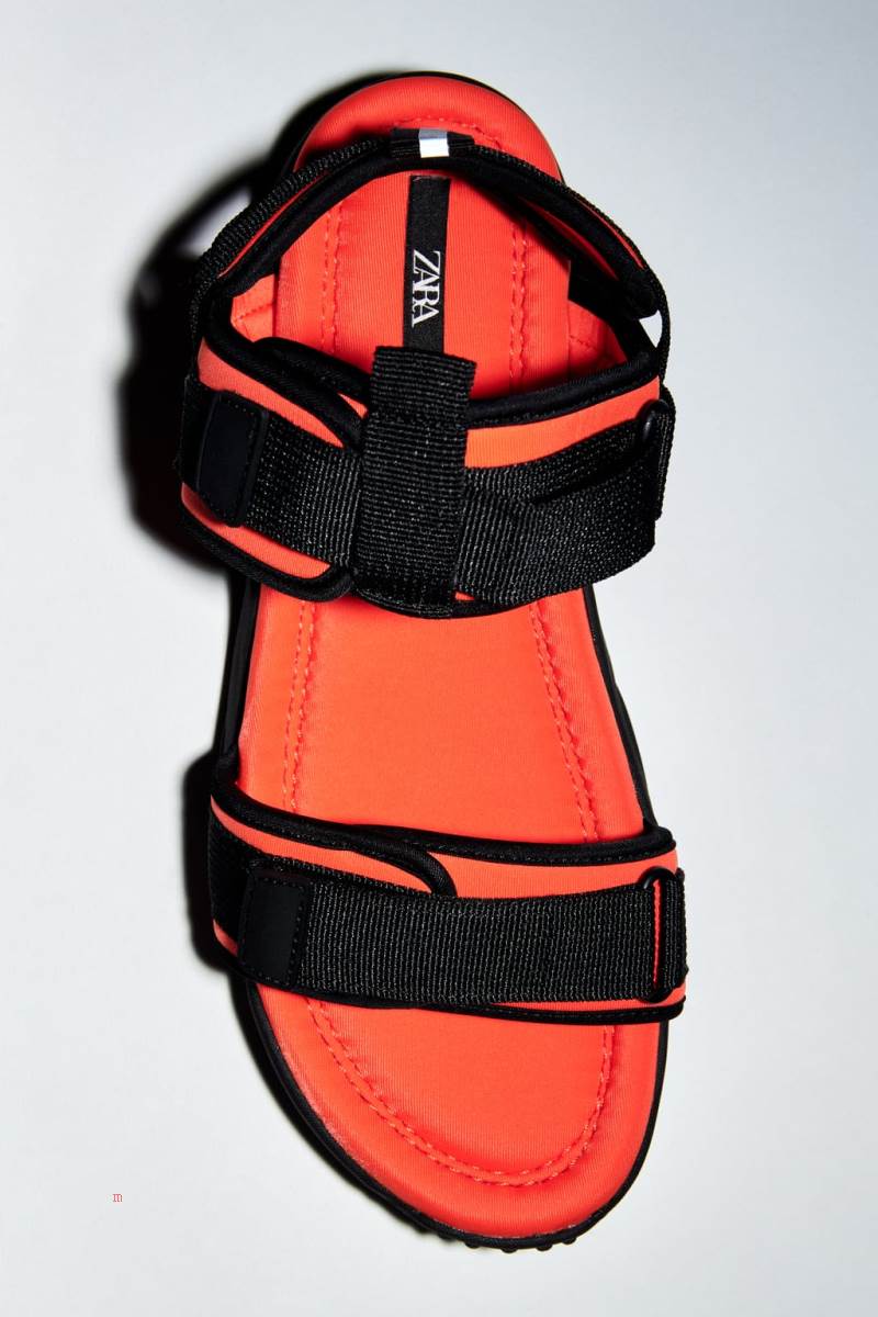 ZARA SPORTS SANDAL Platta Sandaler Dam Orange | UHENO-8520