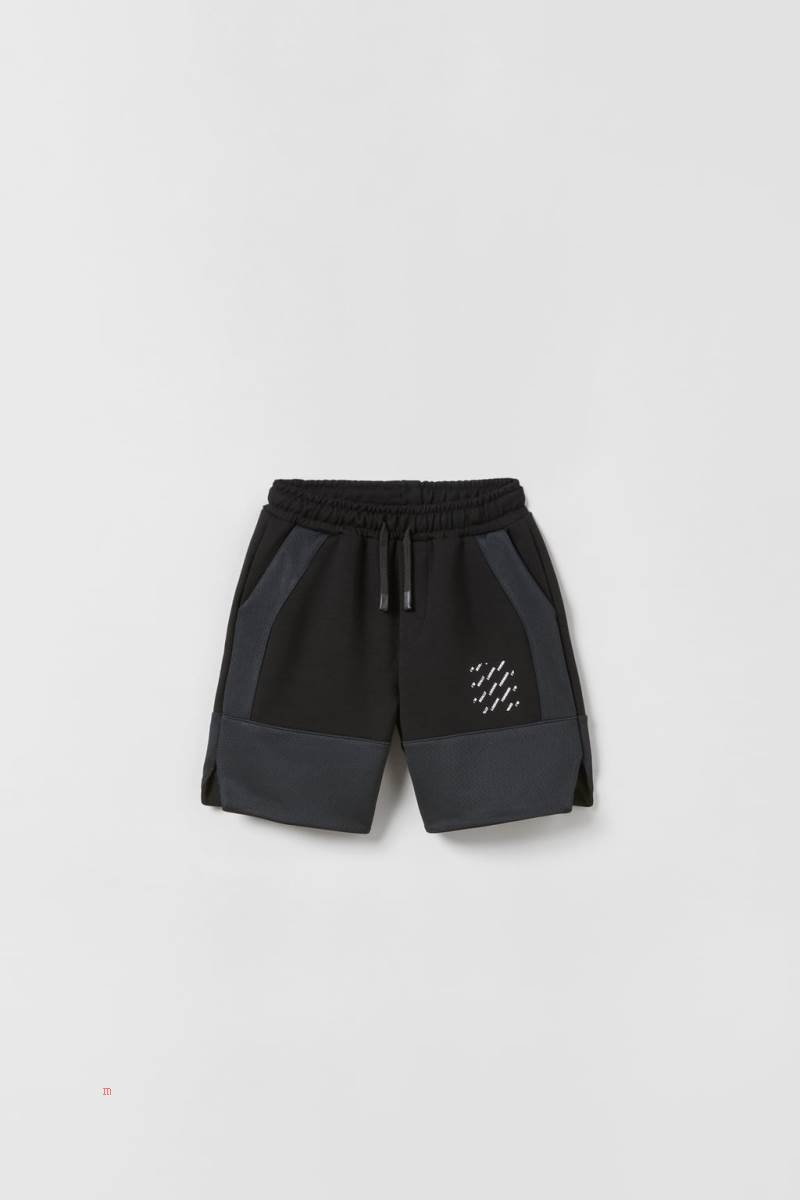 ZARA SPORTY CONTRAST BERMUDA Shorts Pojke Svarta | TCLRD-2581