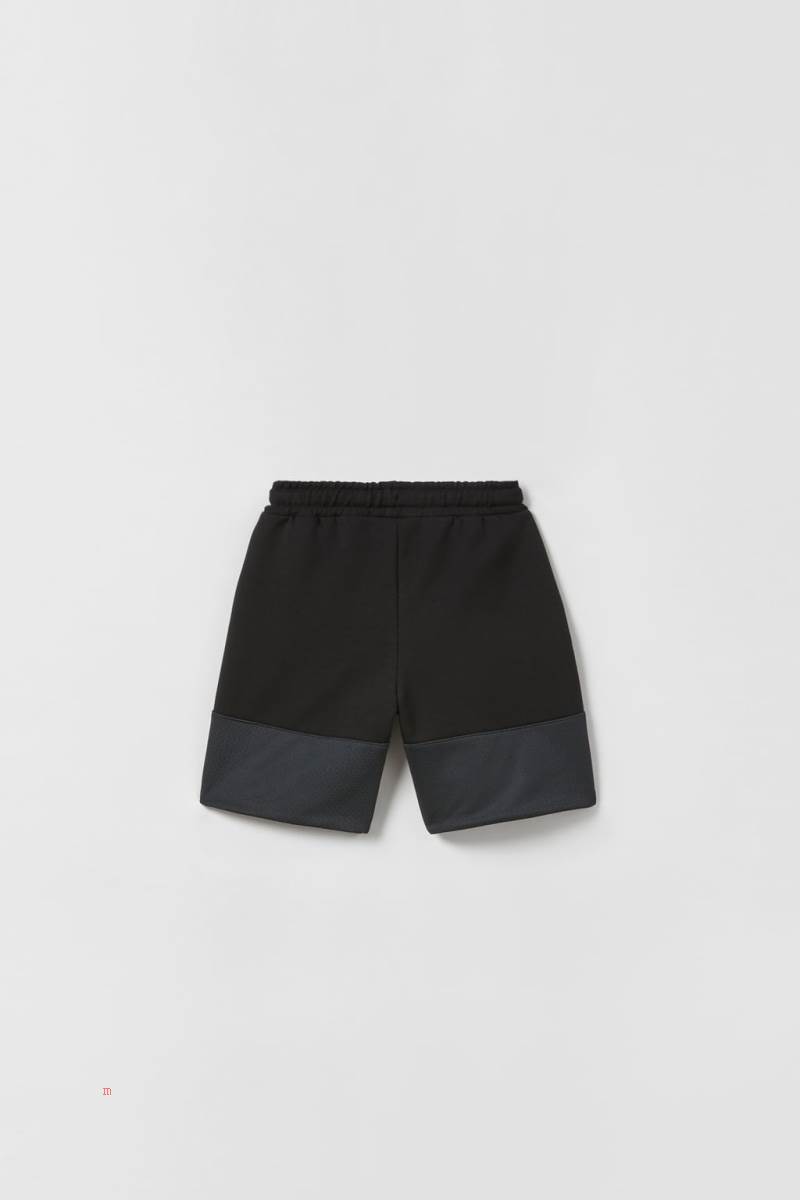 ZARA SPORTY CONTRAST BERMUDA Shorts Pojke Svarta | TCLRD-2581