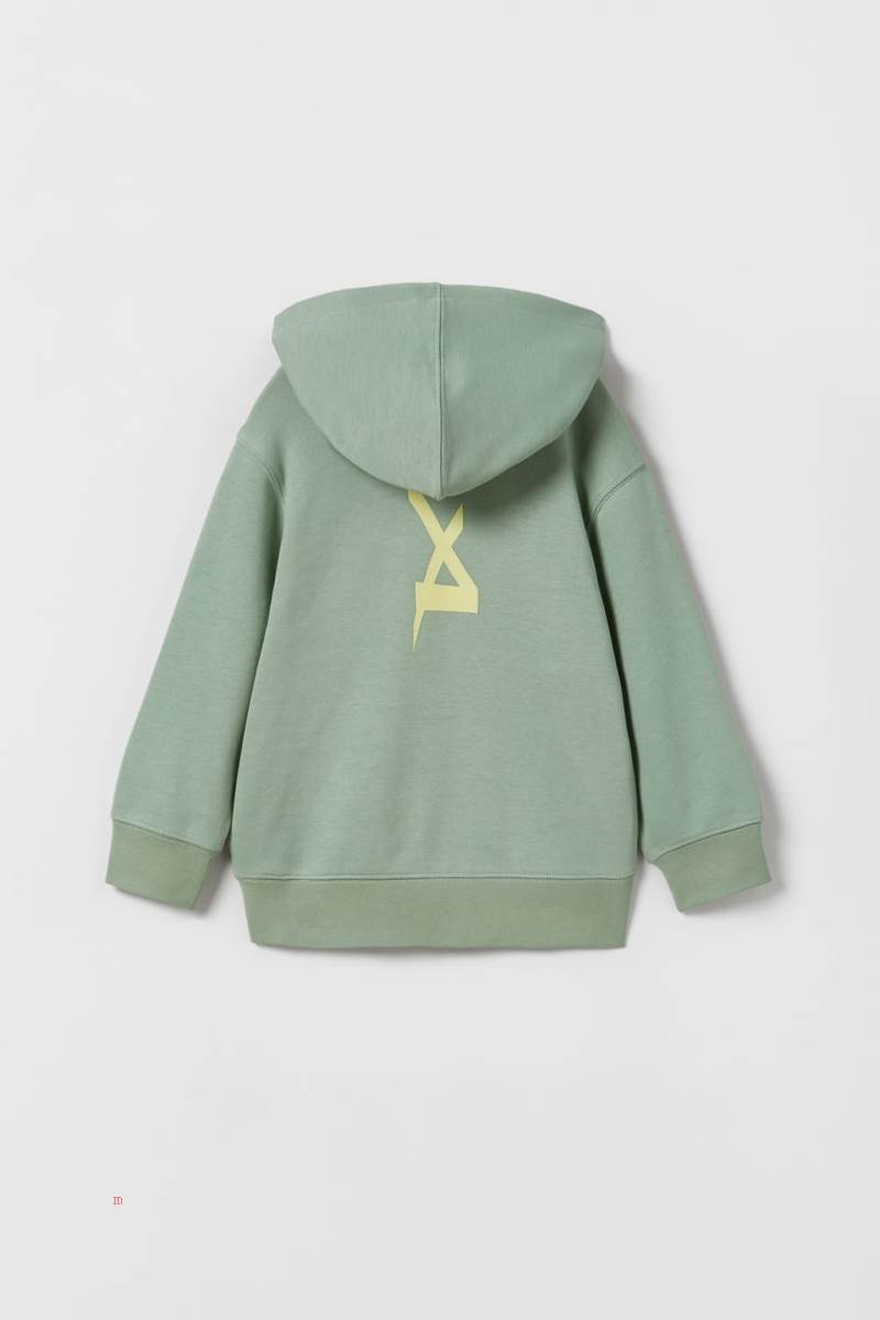 ZARA SPORTY CONTRAST Hoodie Pojke Ljusgröna | QGKRZ-1368