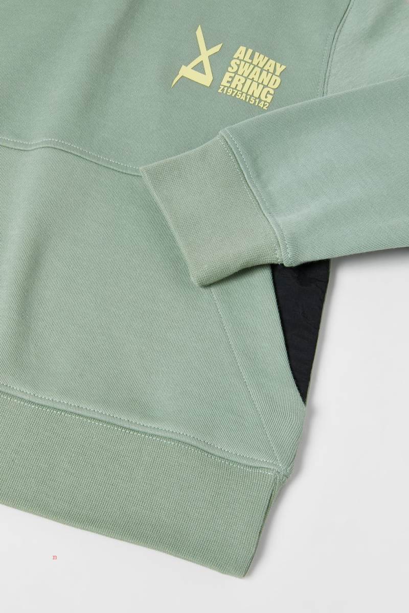 ZARA SPORTY CONTRAST Hoodie Pojke Ljusgröna | QGKRZ-1368