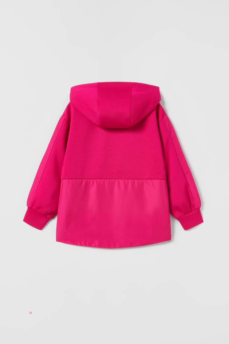 ZARA SPORTY CONTRAST Hoodie Tjej Fuchsia | ARSET-3581
