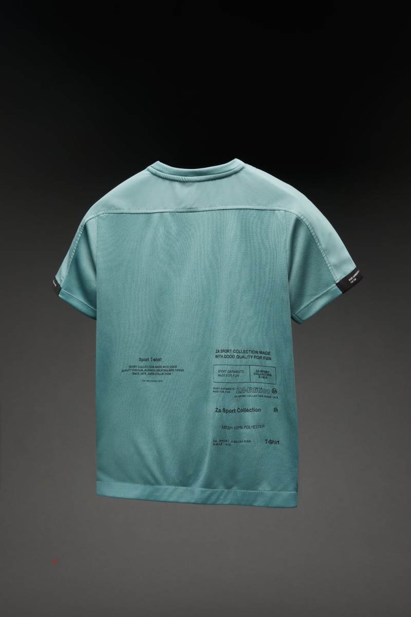 ZARA SPORTY CONTRAST T-shirt Pojke Gröna | PBXUA-1635