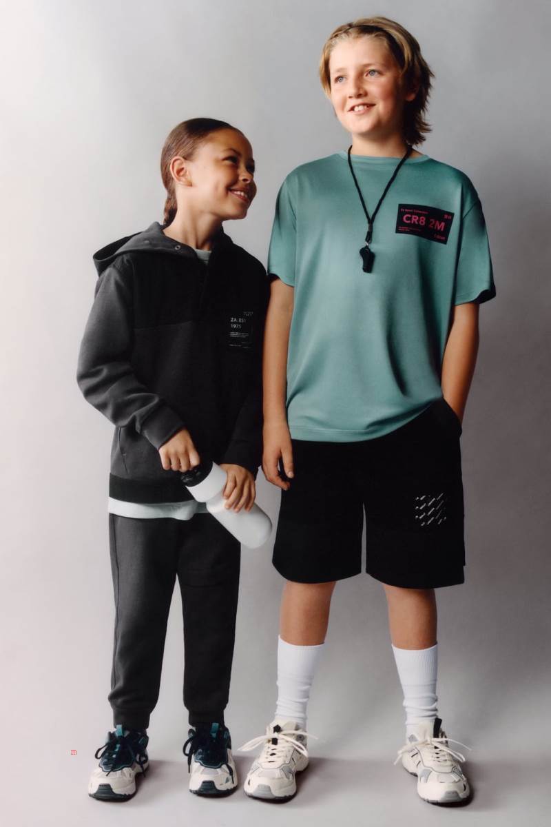 ZARA SPORTY CONTRAST T-shirt Pojke Gröna | PBXUA-1635