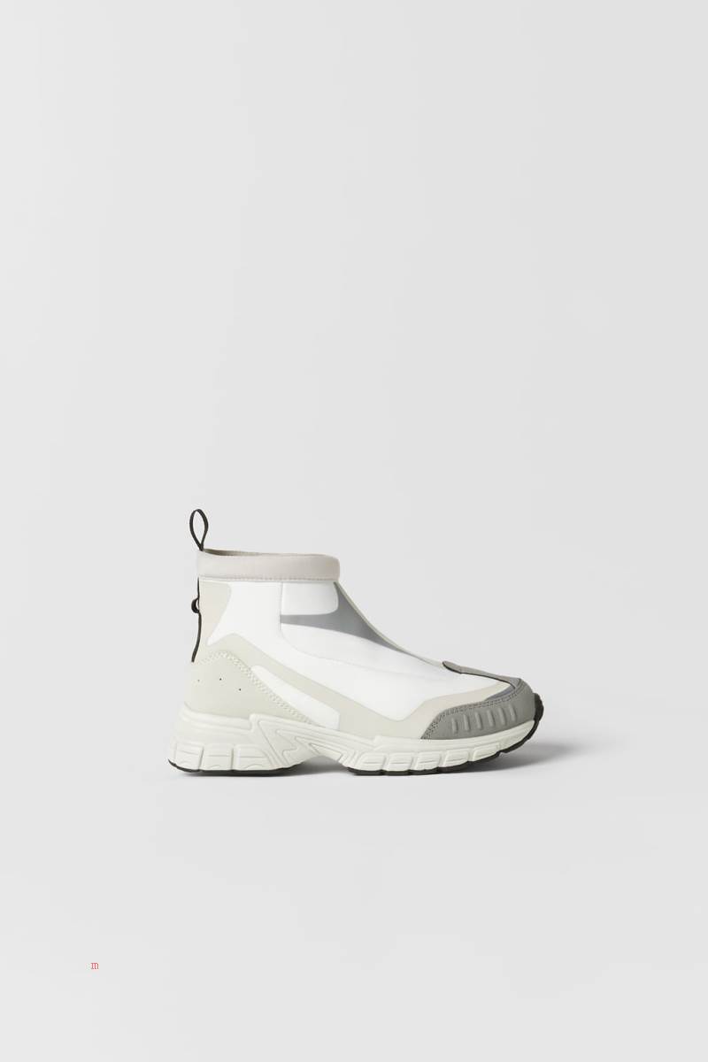 ZARA SPORTY HIGH-TOP Sneakers Pojke Vita | BAYCZ-8746