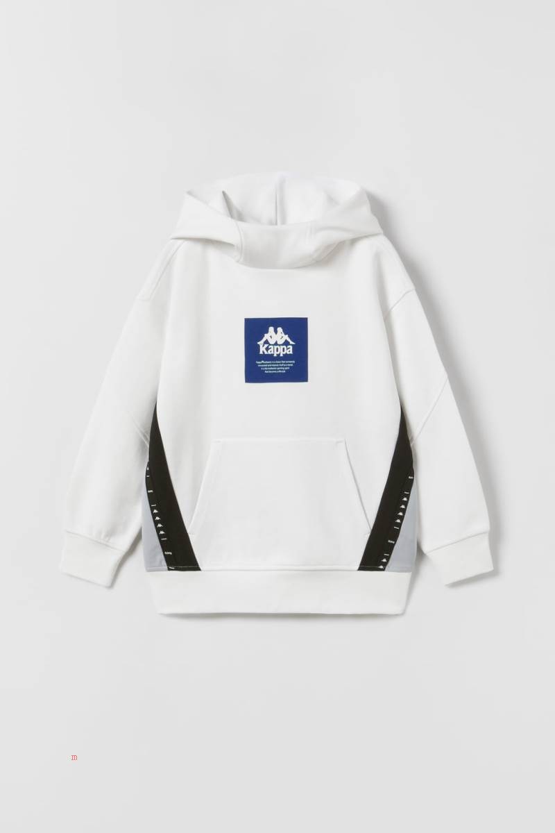 ZARA SPORTY KAPPA Hoodie Pojke Vita | TEXIU-2915