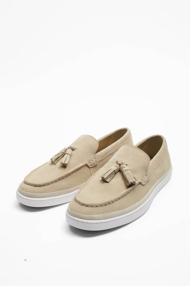 ZARA SPORTY LEATHER Loafers Herr Beige | MQBTY-6078
