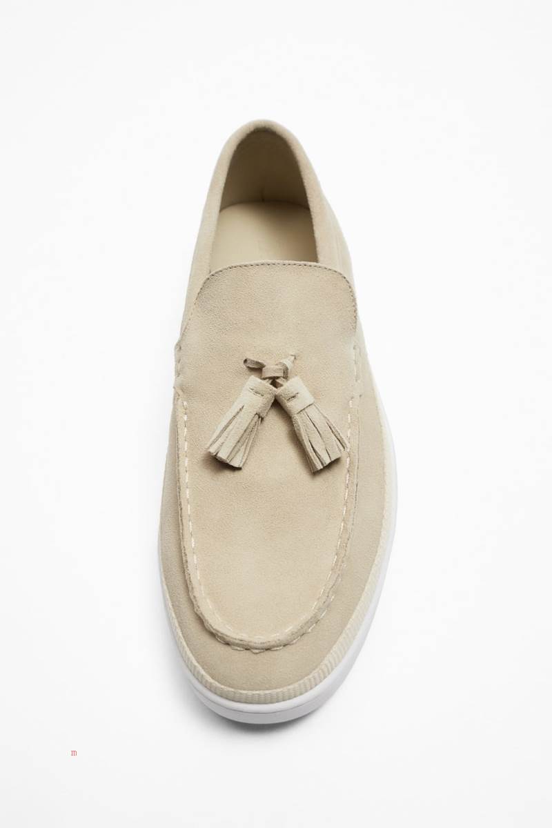 ZARA SPORTY LEATHER Loafers Herr Beige | MQBTY-6078