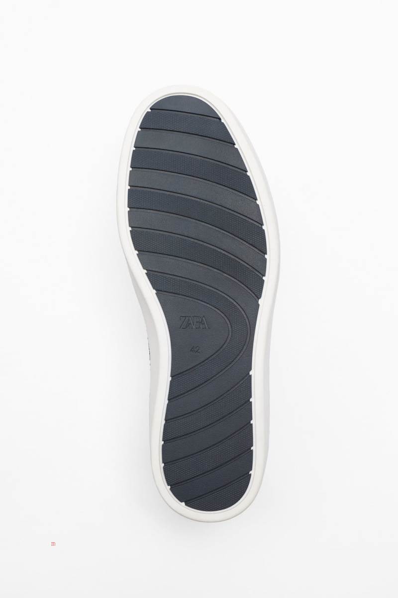 ZARA SPORTY LEATHER Loafers Herr Marinblå Blå | AXOUK-2376