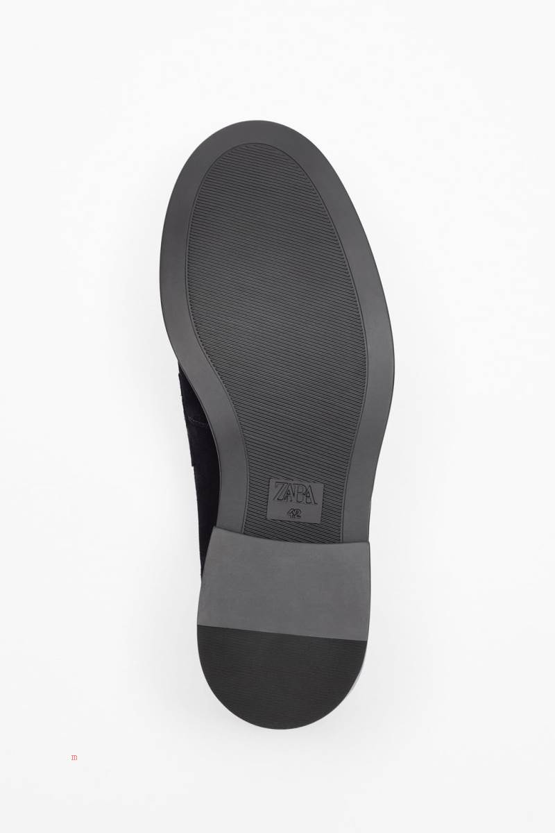 ZARA SPORTY LEATHER Loafers Herr Marinblå Blå | BMQIY-0518