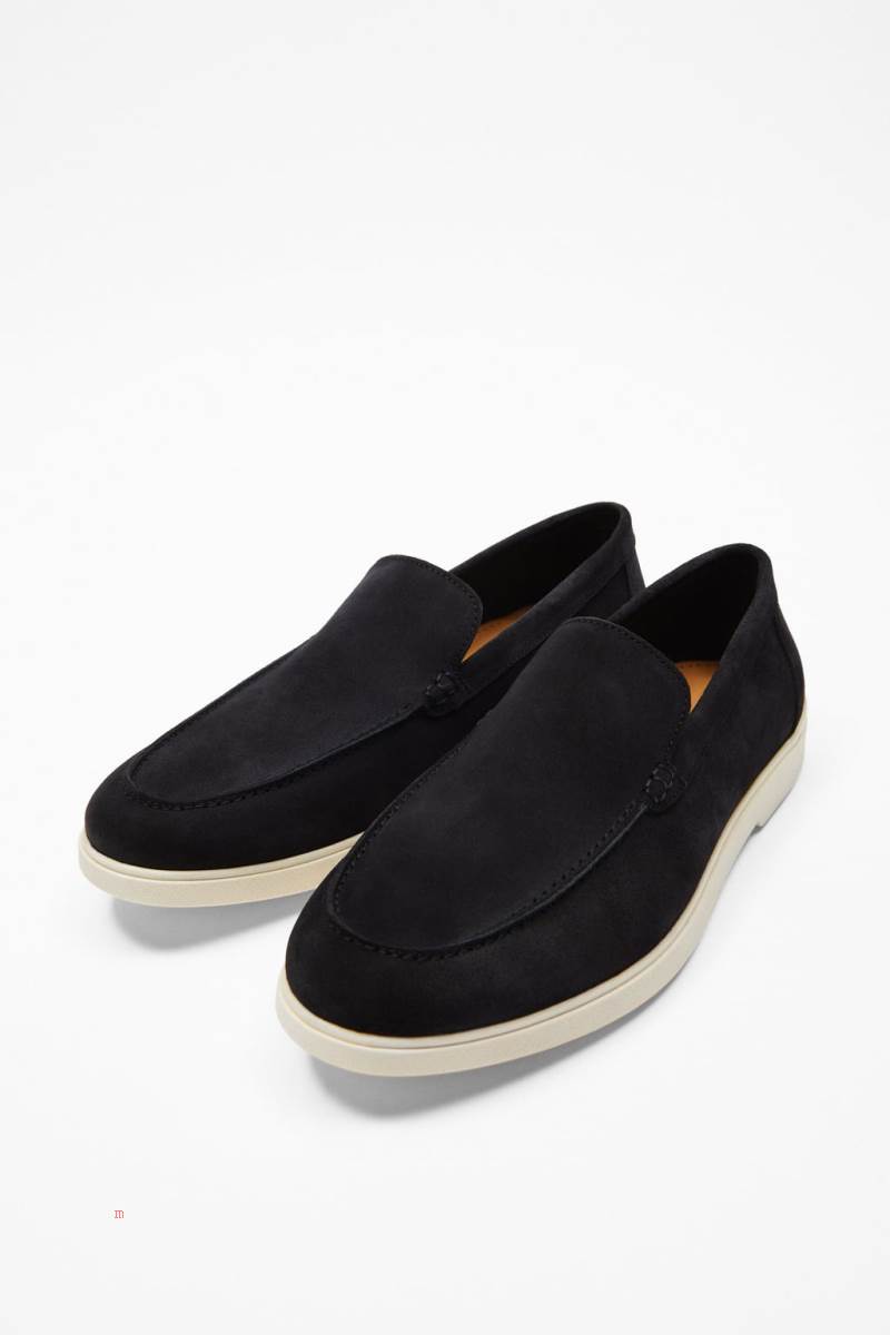 ZARA SPORTY LEATHER Loafers Herr Marinblå Blå | VIBPO-1725