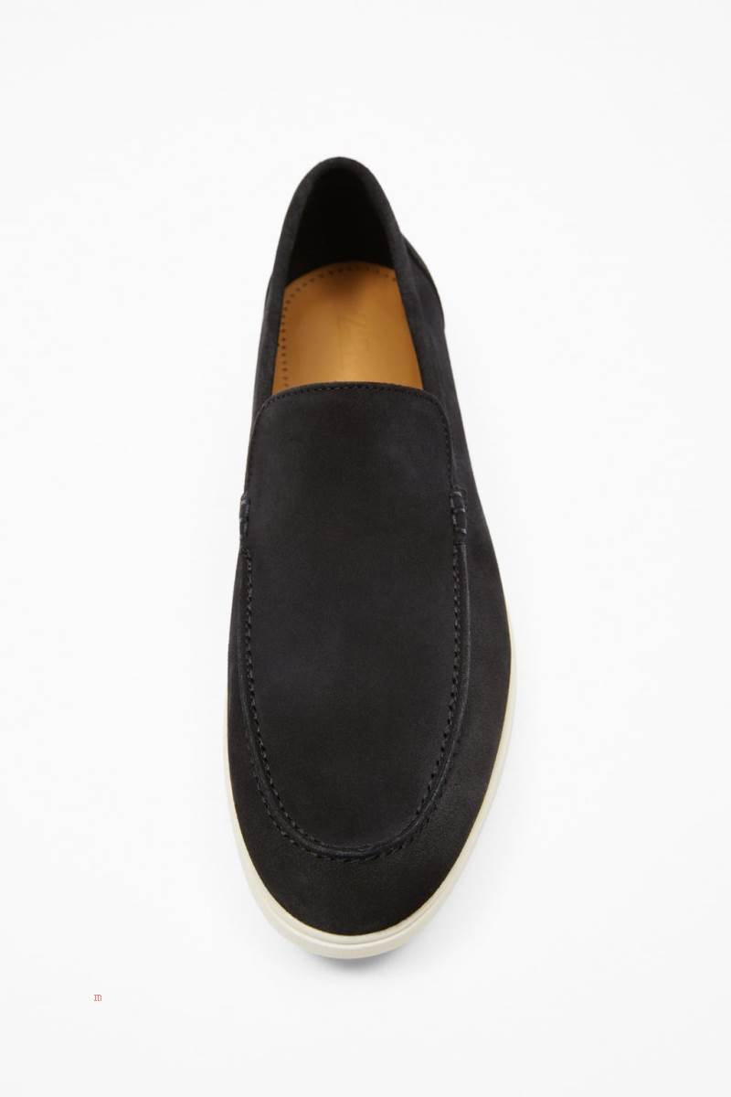 ZARA SPORTY LEATHER Loafers Herr Marinblå Blå | VIBPO-1725