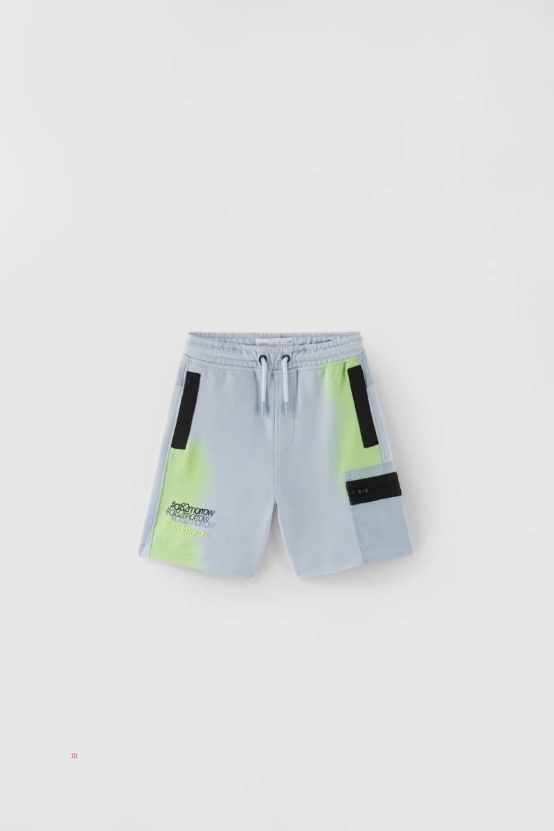 ZARA SPORTY NEON SPRAY BERMUDA Shorts Pojke Grå | XCREB-0315