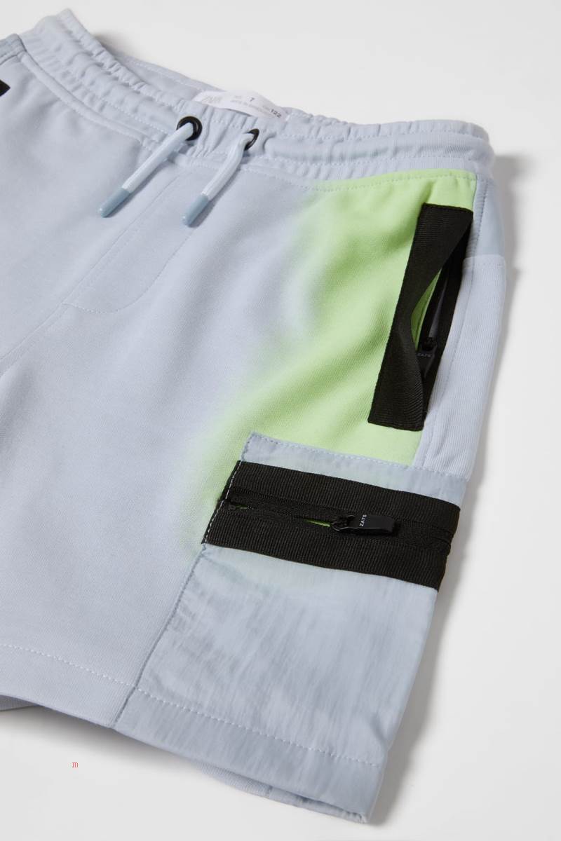 ZARA SPORTY NEON SPRAY BERMUDA Shorts Pojke Grå | XCREB-0315
