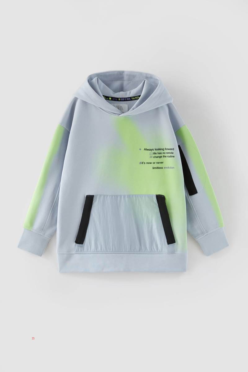 ZARA SPORTY NEON SPRAY Hoodie Pojke Grå | ZNAHS-6185