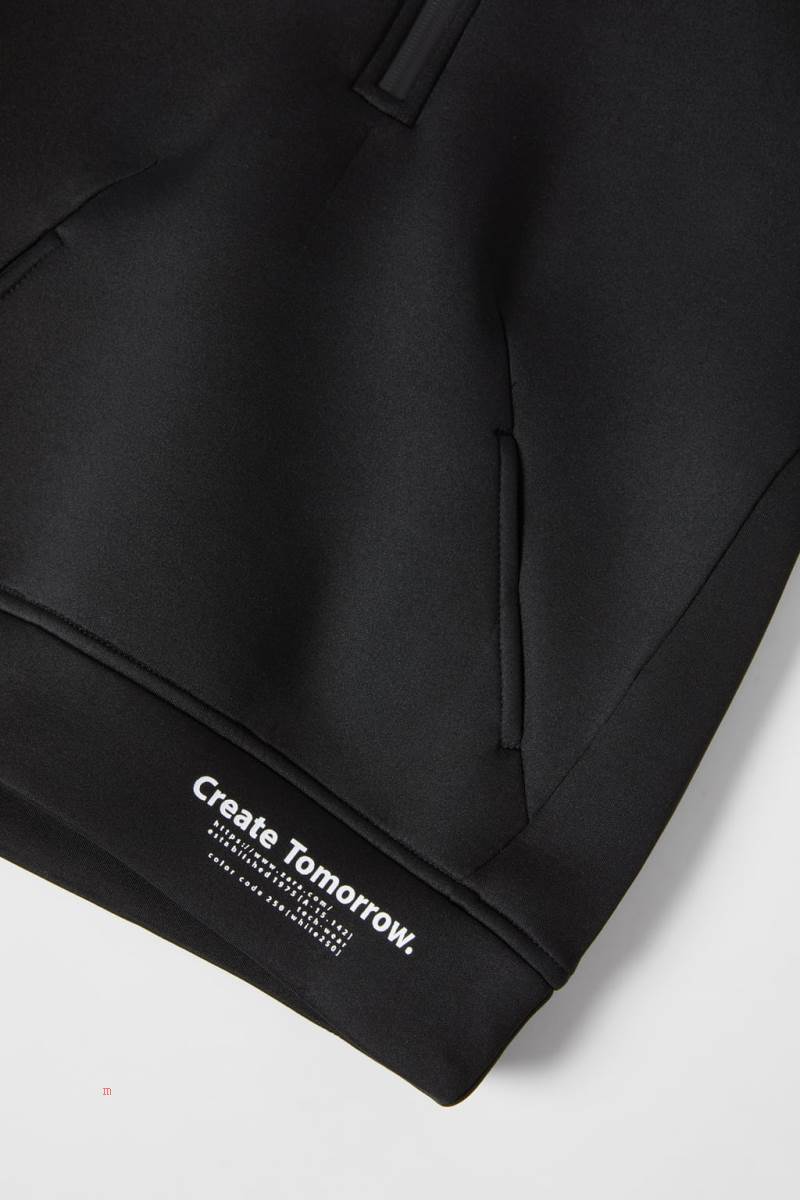 ZARA SPORTY NEOPRENE Hoodie Pojke Svarta | EOVSK-6094