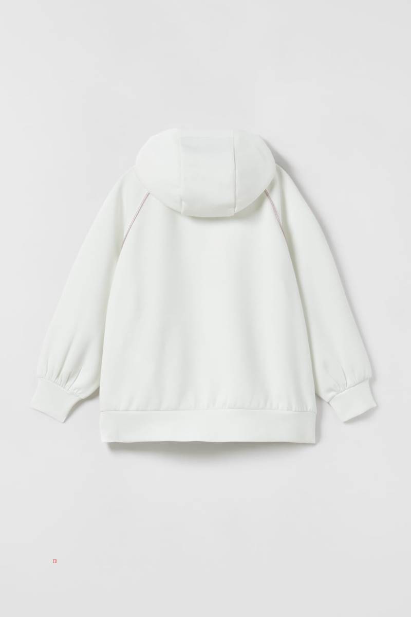 ZARA SPORTY OVERSIZE Hoodie Tjej Vita | UFWQV-3719