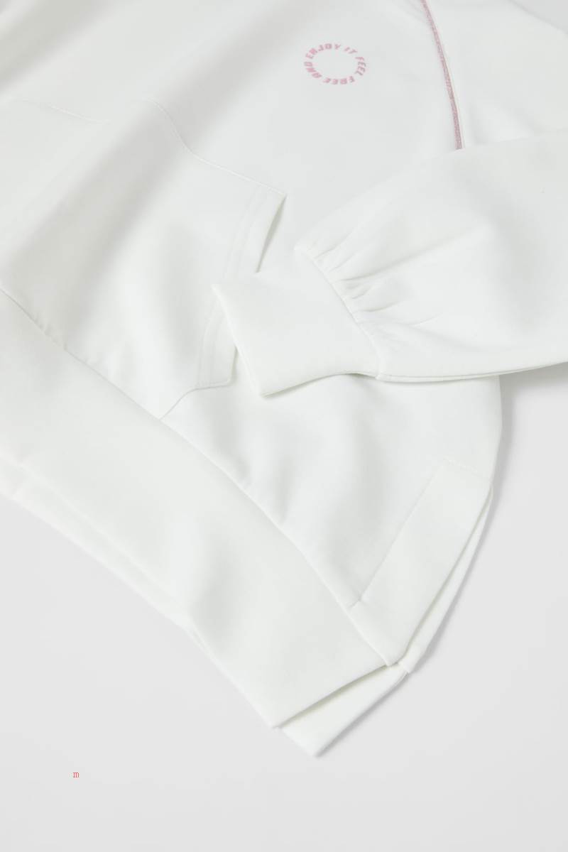 ZARA SPORTY OVERSIZE Hoodie Tjej Vita | UFWQV-3719
