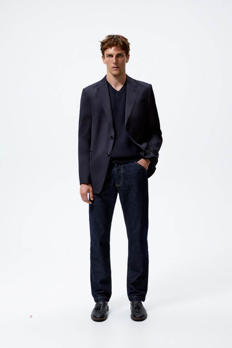 ZARA SPORTY PENNY Loafers Herr Marinblå Blå | ZRUYG-5420