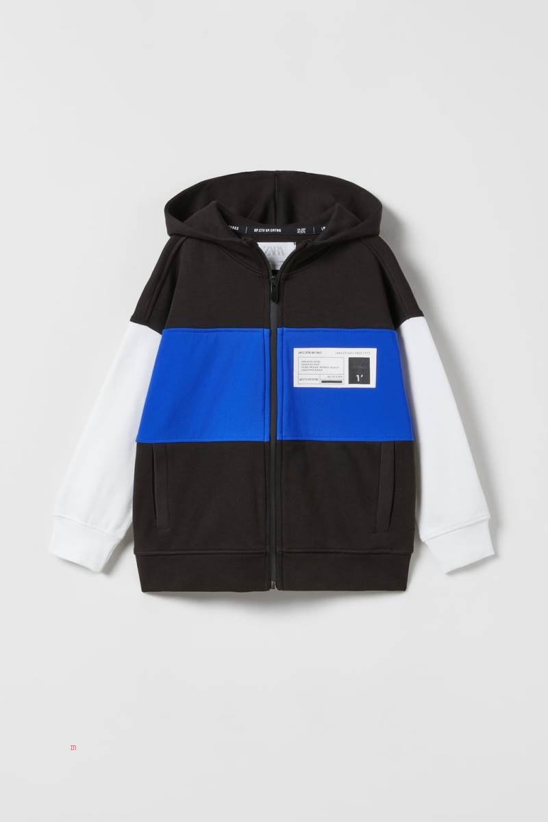 ZARA SPORTY PLUSH COLOUR BLOCK Jacka Pojke Svarta | GSIFA-8971