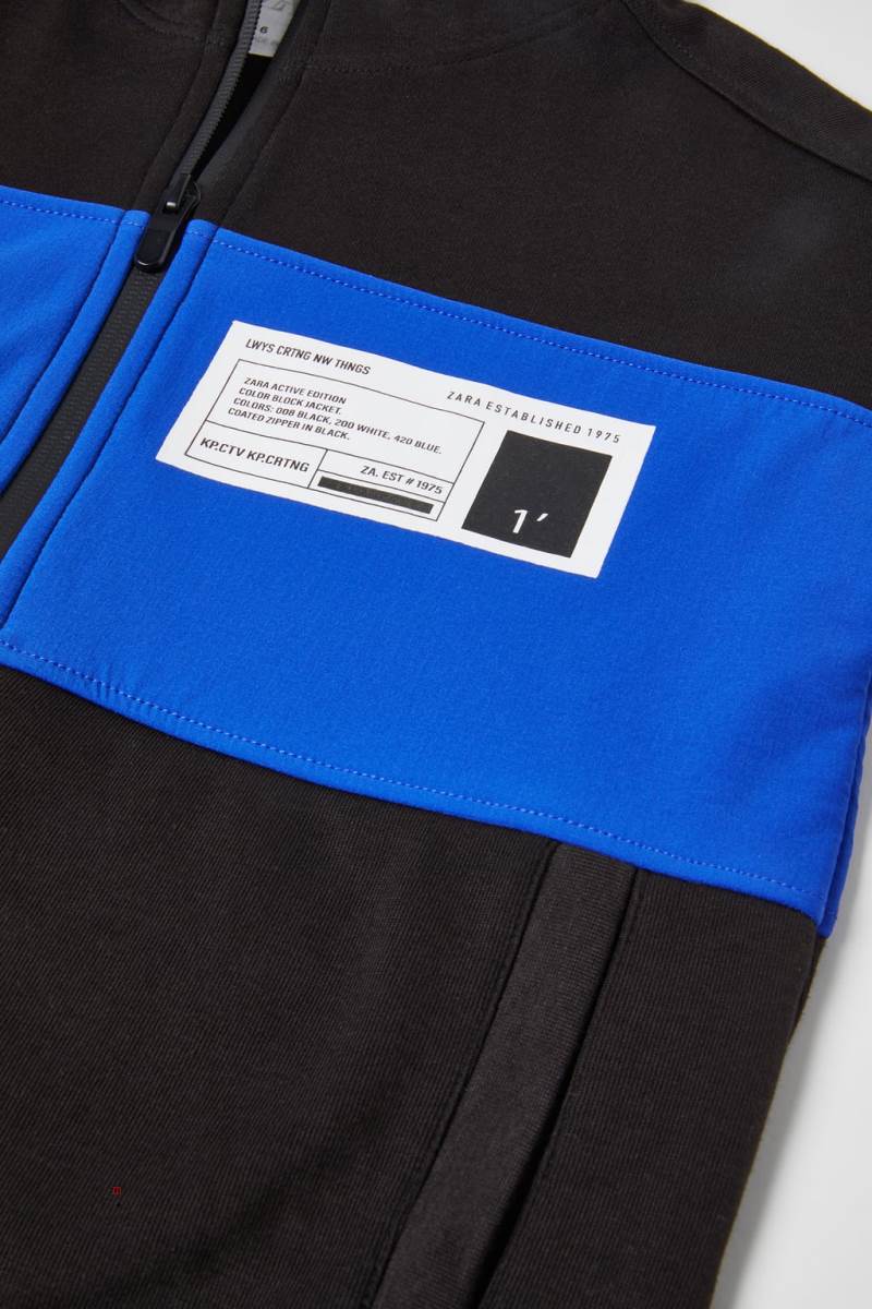 ZARA SPORTY PLUSH COLOUR BLOCK Jacka Pojke Svarta | GSIFA-8971
